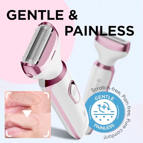 Image of Electric Razor - Shaver - Trimmer for Women: 2 in 1 Painless Body Razors and Facial Hair Remover - Rechargeable Hair Removal Kit for Face Body Leg Bikini Underarm Arm