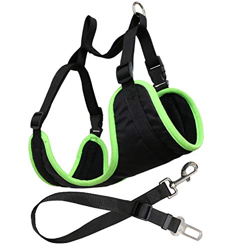 YATEK Arnés con cinturón de Coche para Perros Ajustable, Apto para la mayoría de vehículos, Material Resistente, Talla L