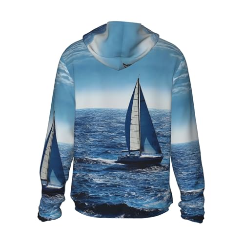 Men's UPF 50+ Light Jacket Blue Sea Sailboat Sun Protection Hoodie Long Sleeve Sun Shirts for Women2