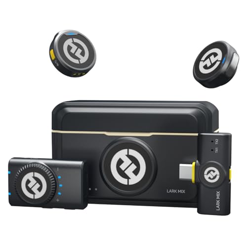 Hollyland Lark M2 Mini Combo Micrófono Inalámbrico (2TX+2RX) para Cámara, iPhone, Android, PC, 300m, 48kHz/24 bit, Hi-Fi Audio, ENC Anti-rumore, Microfono de Solapa per Livestream, Vlog - Negro