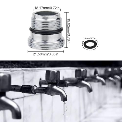 BlueXP 2 Stück Wasserhahn-Adapter M18-M22 Aussengewinde Wasserhahn Metall Wasserhahnadapter mit Gummidichtung für Badezimmer Küche Wasserreiniger