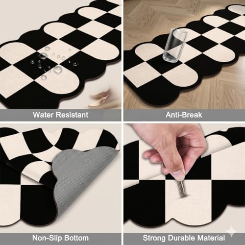 Image of Kitchen Anti Slip Mat for Floor, Waterproof Washable Kitchen Mats, Non Slip Kitchen Floor Mats for Home, Soft Mats for Kitchen, Kitchen Mats for Floor Anti Slip (Fancy Chess Style)