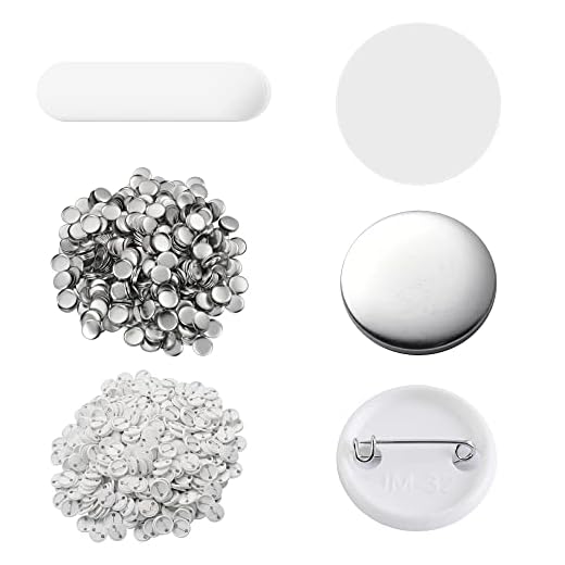 Yescom 500pcs Blank Button Making Supplies Round Pin Badge Parts Metal Kit for Button Maker Machine DIY(1.25",32mm)