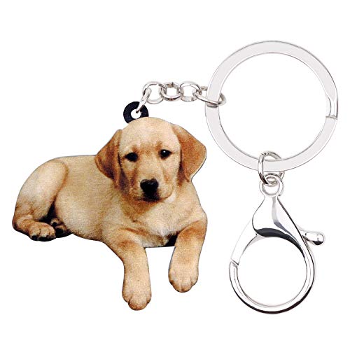 WEVENI Acrylic Labrador Retriever Dog Key Chains Pets Key Ring New Jewelry For Women Girl Bag Purse Car