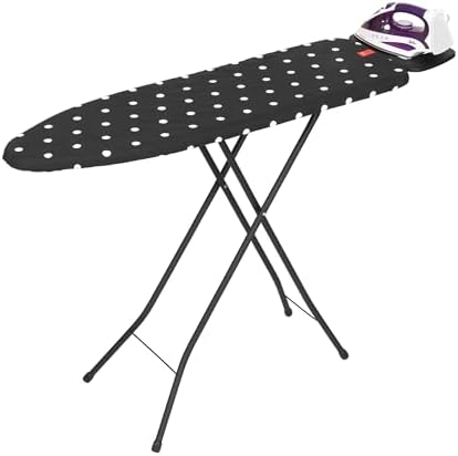 Jata HPLA8100 - Tabla de Planchar Plegable, Medida 110 x 32 cm, Funda 100% Algodón, Reposa Planchas, Fabricación europea, Negro y Blanco