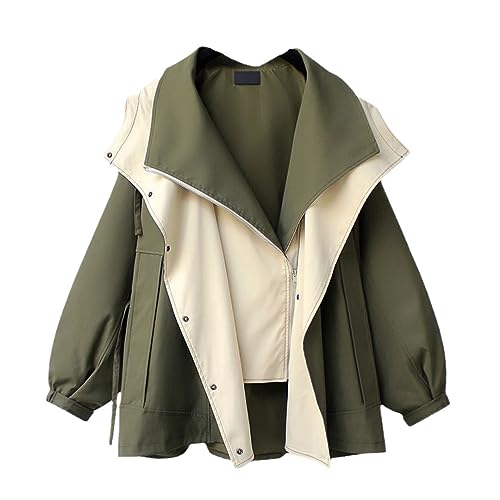 Spring And Autumn Women's Mid-Length Trench Coat Hooded Zipper Loose Jacket Korean Version Fashion