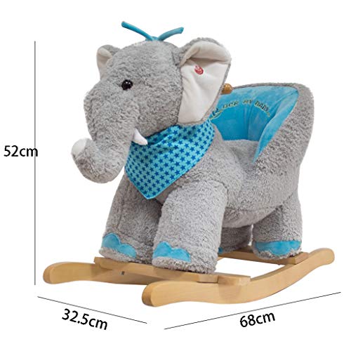 Schaukelpferd Schaukeltier Kinder grau Elefant Schaukelstuhl aus Massivholz mit Musik Baby-Schaukel Wiegen Schaukelstuhl… – Bild 3