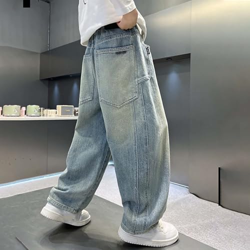 Jeans anchos para niños y adolescentes con diseño recto informal 4