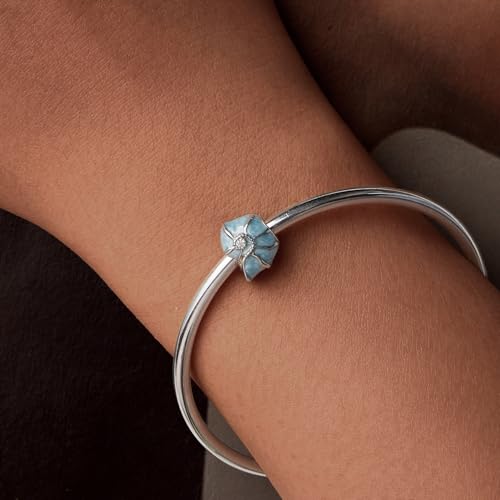 MUNDELL Authentic 925 Sterling Silver Mom Heart Shaped Pistol with Rose Charm Dala Horse Charm for Original Silver Bracelet or Bangle Jewelry Make Pendants3