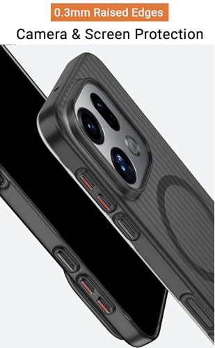 Image of Kapa Wave Magnetic Frosted Grip Back Cover for Oppo Find X9 Pro | [MagSafe Compatible] Wireless Charging, Slim, Metal Buttons Matte Finish Back Case (Grey)