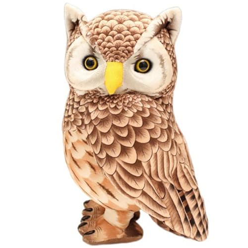 HOMEXYLYL Búho De Peluche, Búho Gris Realista Pájaro De Cuernos Suaves Regalo De Pascua Niños, Cumpleaños, Navidad, Niño Y Niña, Decoración del Hogar Halloween(25cm/9.8')