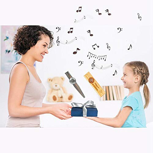 SUNYIN Wooden&Metal Kazoo,Beautiful Gift Box for Kids and Adults,Gift Packge of Musical Instrument Toys For All Ages Simplest Instrument(Silver)
