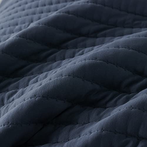 ROARINGWILD Navy Blue King Size Quilt Bedding Sets with Pillow Shams, Mustard Lightweight Soft Bedspread Coverlet, Quilted Blanket Thin Comforter Bed Cover for All Season, 3 Pieces, 104x90 inches