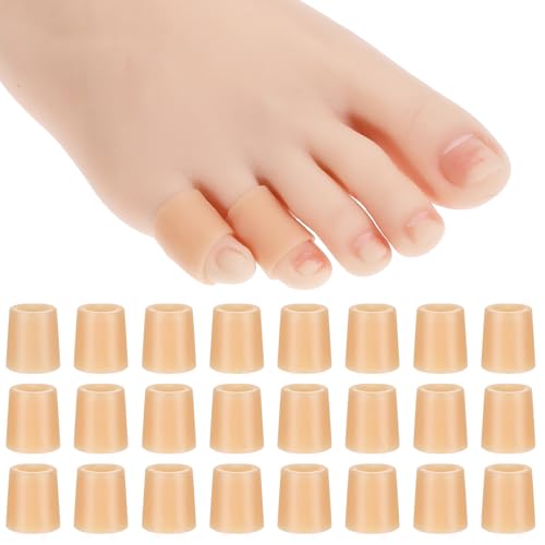 Image of Gjinxi Silicone Toe Sleeves, 24 Pcs Soft Gel Protector Toe Cushions Cuttable Pinky Toe Sleeves Protectors Corn Protectors Pain Relief Toe Tube Pads for Hammer (Skin Color)
