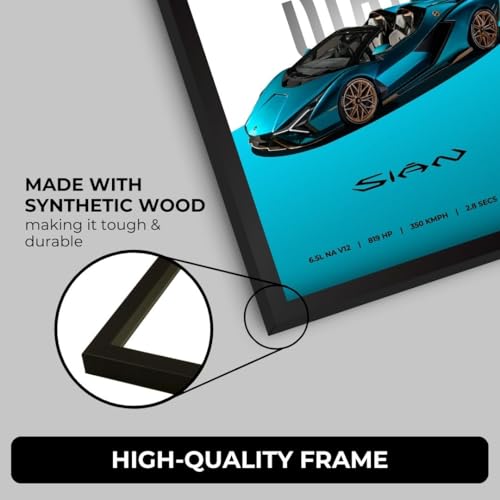 Image of Funk You Store Lamborghini Sian Poster | Framed Lamborghini A4 Sized (31 x 23 cm) | Car Posters for Wall, Gift for Boys Supercar Frame | Car Poster for Wall, Bedroom, Hostel, Study Room (F 057)