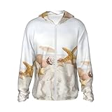 DUWAA Seashells Starfish On Beach - Chaqueta de protección solar para mujer, ligera, manga larga, para cubrir el sol, Negro, XL