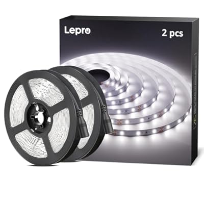 Lepro 12V LED Strip Light, Flexible, SMD 2835, 300 LEDs, 32.8ft Tape Light for Home, Kitchen, Party, Christmas and More, Non-Waterproof, Daylight White, Pack of 2(Not Include Power Adapter)