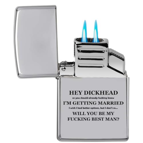 Encendedor antorcha Dual Flame de metal cromado miniatura 1