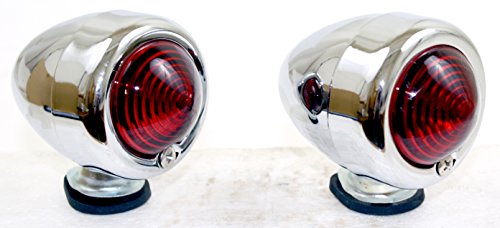 2X Superior Dixie 12V Chrome Bullet Style Red Marker Light Motorcycle 1 1/2