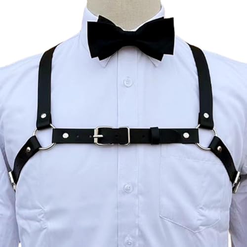 Fstrend Men's Chest Harness Shoulder Belt Faux Leather Black Strap Fashion Rave Body Accessory2