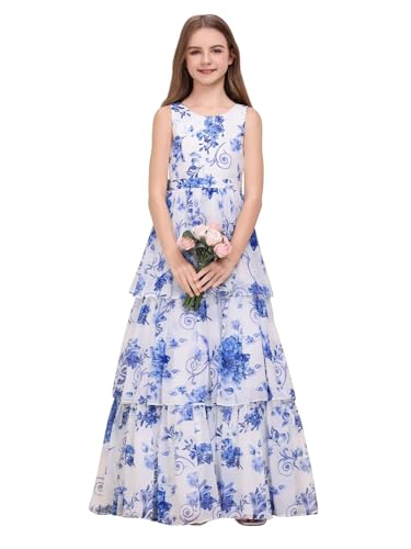 Chiffon Junior Bridesmaid Dresses for Wedding Kids V-Back Bowknot Flower Girl Dress Long Princess Pageant Gowns