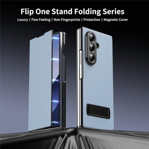 Image of TechTrendz for Samsung Galaxy Z Fold 8 Ultra Magnetic Flip Folding Case, Multi-Angle Bracket, Full Body Hinge Protective Slim Cover, Business Leather Cover for Fold 8 Ultra Back Cover (Pale Blue)