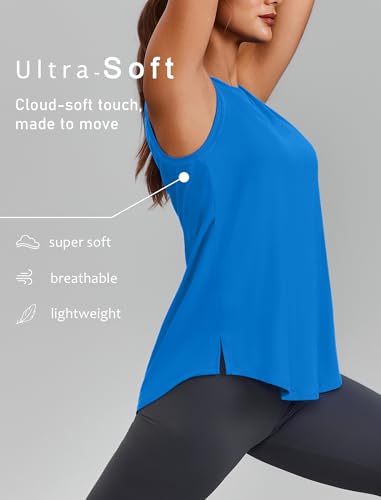Image of PINSPARK Workout Tank Tops for Women UPF 50+ Side Slits Athletic Gym Shirt