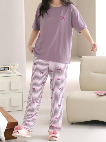 Image of Louis Luxe Cotton Blend Womens Korean Night Dress || Full Pyjama Set ||Korean Nightsuit || Women Nightwear ||Round Neck Full Sleeve Nightsuit || Loungewear || Everyday Nightdress (ND-10)