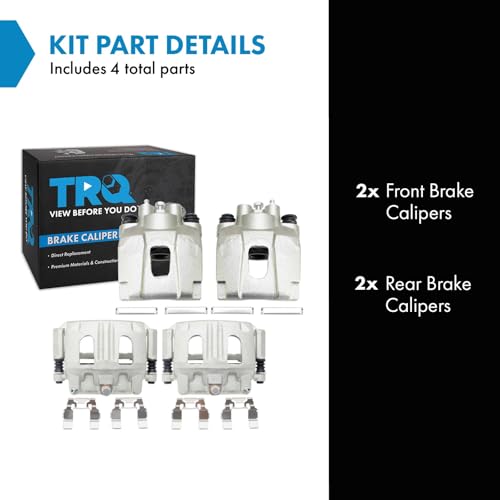 Image of TRQ Front and Rear Brake Caliper Set Zinc Coated Brackets Compatible with 2002-2005 Ford Explorer 2002-2005 Mercury Mountaineer