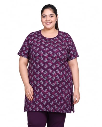 Image of In Love Women's All-Over Printed Cotton Plus Size Longline T-Shirt with Pockets