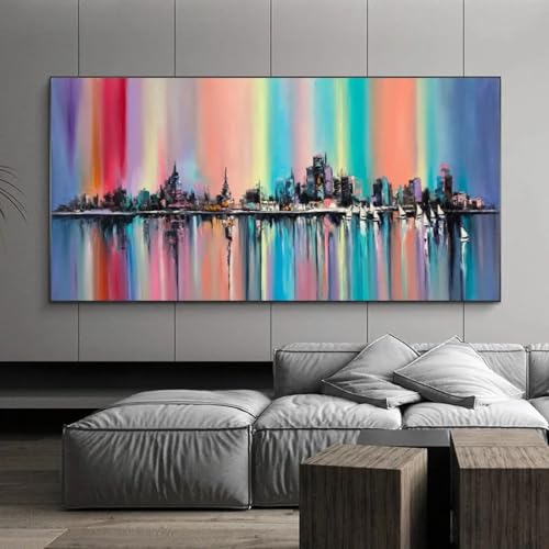 Art mural abstrait extra large HYFBH tableau salon moderne 55x110 cm