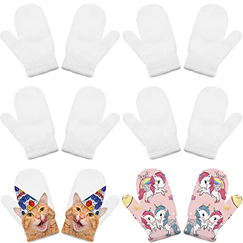 6 Pairs Sublimation Full Finger Mittens Knitted Gloves Winter Warm Kid Gloves for Baby Kids Aged 1-4 Year Old