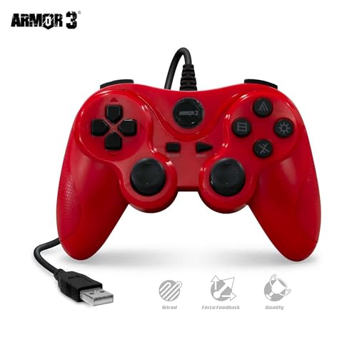 Image of Armor3 inchNuplay inch Wired Game Controller for PS3 (Red)