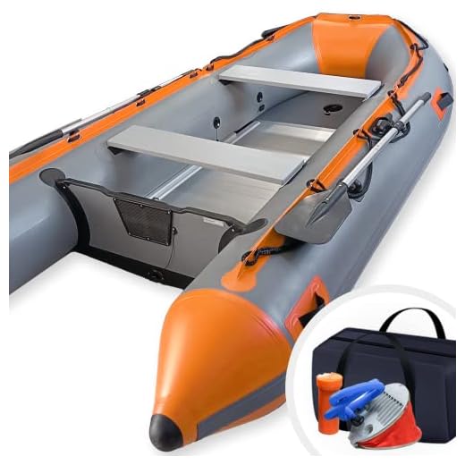 Schlauchboot 3,30m für 5+1 Personen - 330 x 155cm, max 566kg, Alupaddel, Aluboden, Fußluftpumpe, Zubehör, PVC - Motorboot, Ruderboot, Paddelboot, Angelboot, Gummiboot, Freizeitboot 5 Erwachsene + Kind