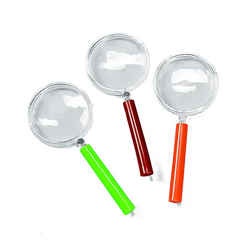 Fun Express - Magnifying Glass W/Colored Handle - Toys - Active Play - Camping Toys - 12 Pieces