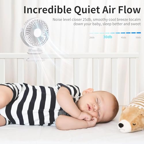 Image of Rechargeable Portable Clip Fan | USB Charging Mini Table Fan with Adjustable Speed | 360 Rotatable Personal Cooling Fan for Desk, Bed, Office & Travel (Multicolor)