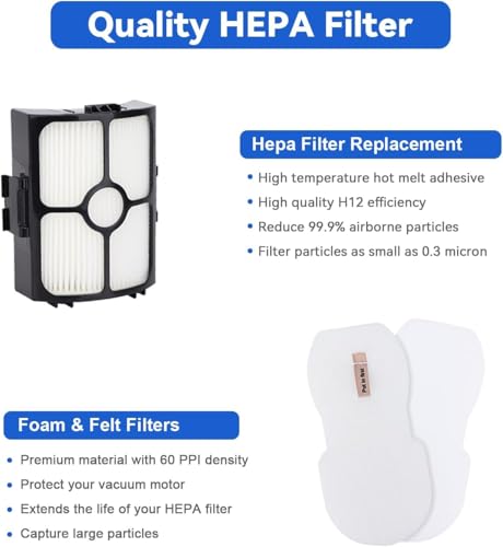 Image of HZ3002 Replacement Filters for Shark HZ3002 HZ3000 HZ4001AMZ HZ4002 Stratos Ultralight Corded Stick Vacuum, Replace part XFFKHZ3000 XHFHZ3000, 2 HEPA & 4 Foam and Felt Filters