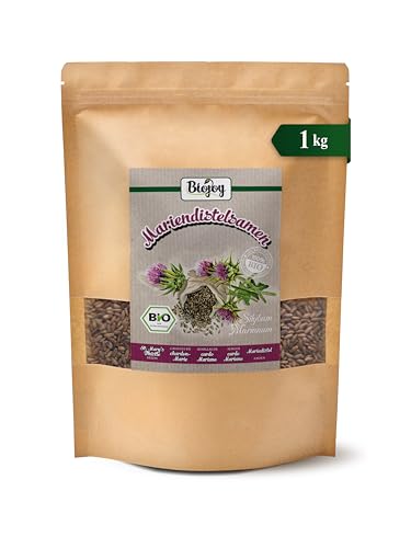 Biojoy Semillas de cardo mariano BÍO (1 kg), secadas y enteras, ideales para Infusión (Silybum Marianum)