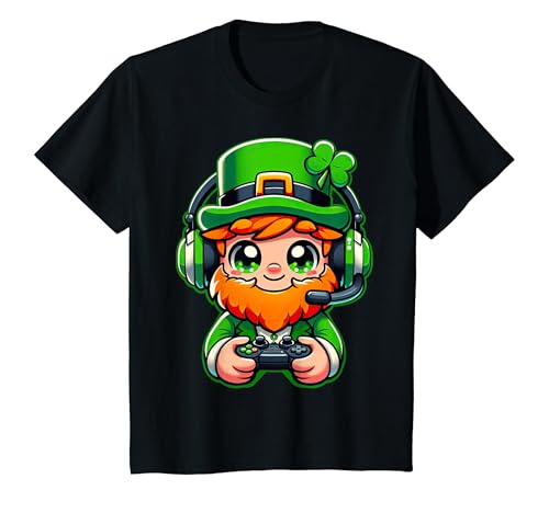 Enfant St Patrick Gamer Leprechaun Saint Paddys Garçons Enfants Hommes T-Shirt