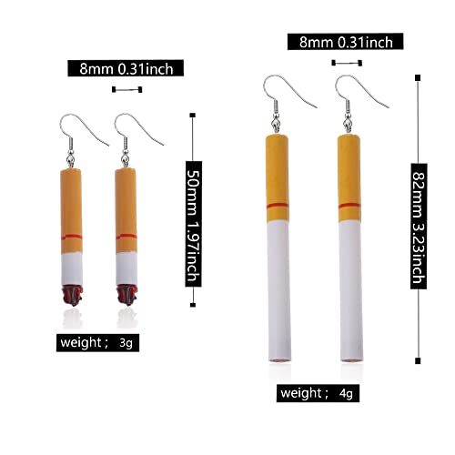 3 Pairs Creative Funny Cigarette Butt Earrings Wacky Lifelike Cigarette Unisex Dangle Cool Punk Halloween Earrings4