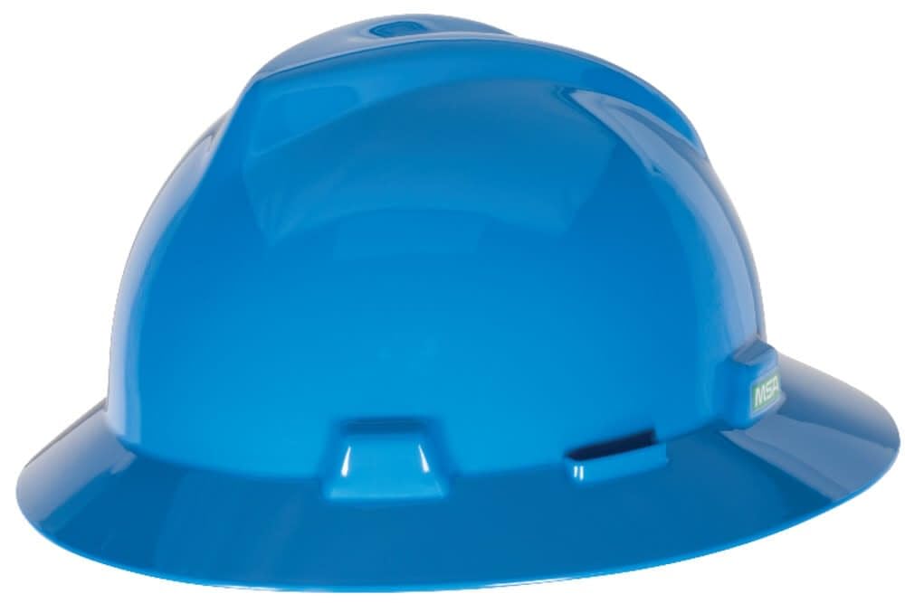 MSA V-Gard Full-Brim Hard Hat with Suspension - Polyethylene Shell, Superior Impact Protection and Self Adjusting Crown Straps - Standard Size Hard Hat
