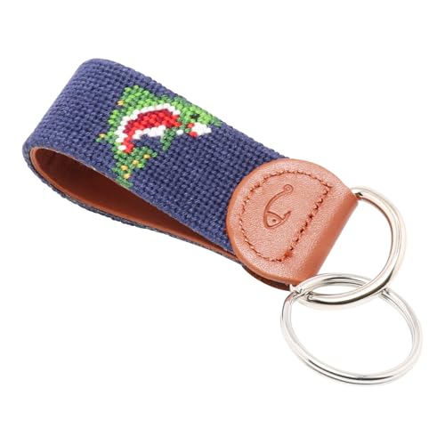 Image of Leather Hand-Stitched Needlepoint Key Fob or Key Chain