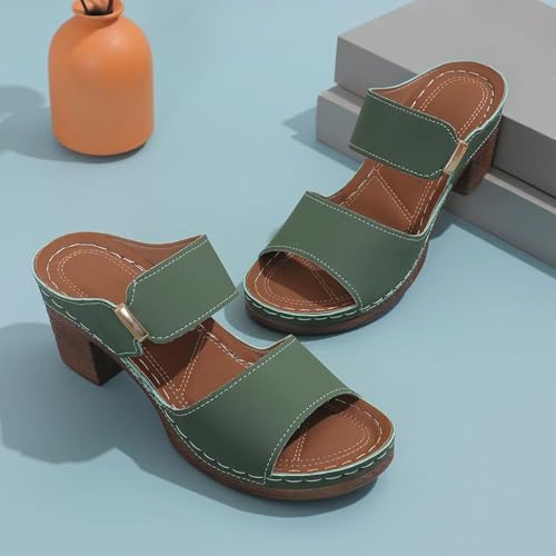 Chunky Heels Sandals for Women Open Toe Platform Sandals Comfortable Dressy Summer Casual Walking Sandal Orthopedic Slip on Outdoor Shoes Buckle Ankle Strap Shoe3