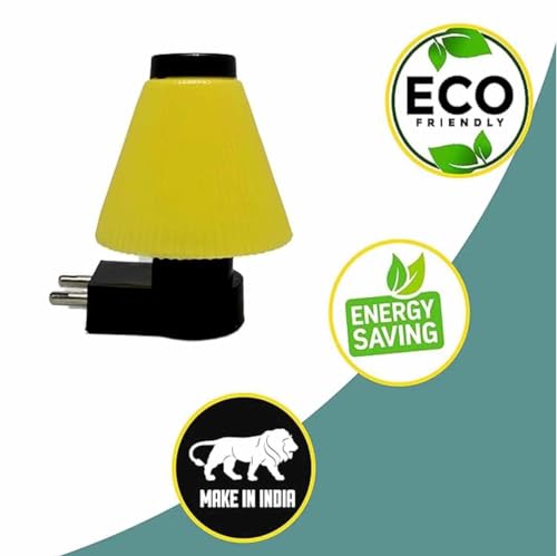 Image of GURUSOAMI Small Lamp Type 2 Pin Night Lamp 0.5 Watt Plug & Play LED Bulb For Bedroom, Living Room, Zero Watt Light Direct Socket Use For Night (Yellow, 2)