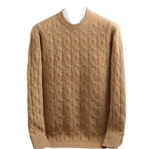 Men's Winter Thick Wool Round Neck Long Sleeved Twisted Flower Loose Knit Sweater