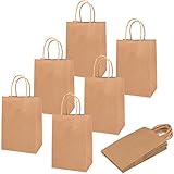 100 Pieces Kraft Paper Bags, Goody Bags Retail Bags with Handles for Gifts, Goodies, Presents Party...