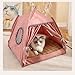 Cat Bed Tents Dog House Indoor Outdoor Breathable Bow Cute Windows Ruffle Edge Trim Double Side Nest Pad Teepe (X-Large,Pink)