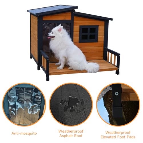 Large Indoor Outdoor Dog House,Wood Insulated Dog House,Weatherproof Outside Shelter with Elevated Floor,Easy to Assemble(39.3" L x 37.5" W x 30" H) - Image 6