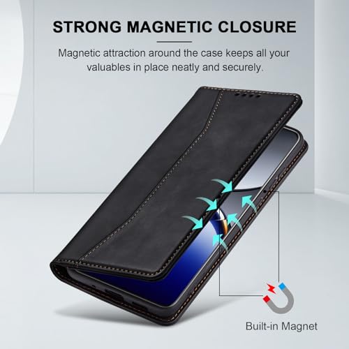 Image of Jasonyu Wallet Case for OPPO Find X8 Pro, Flip PU Leather, Black