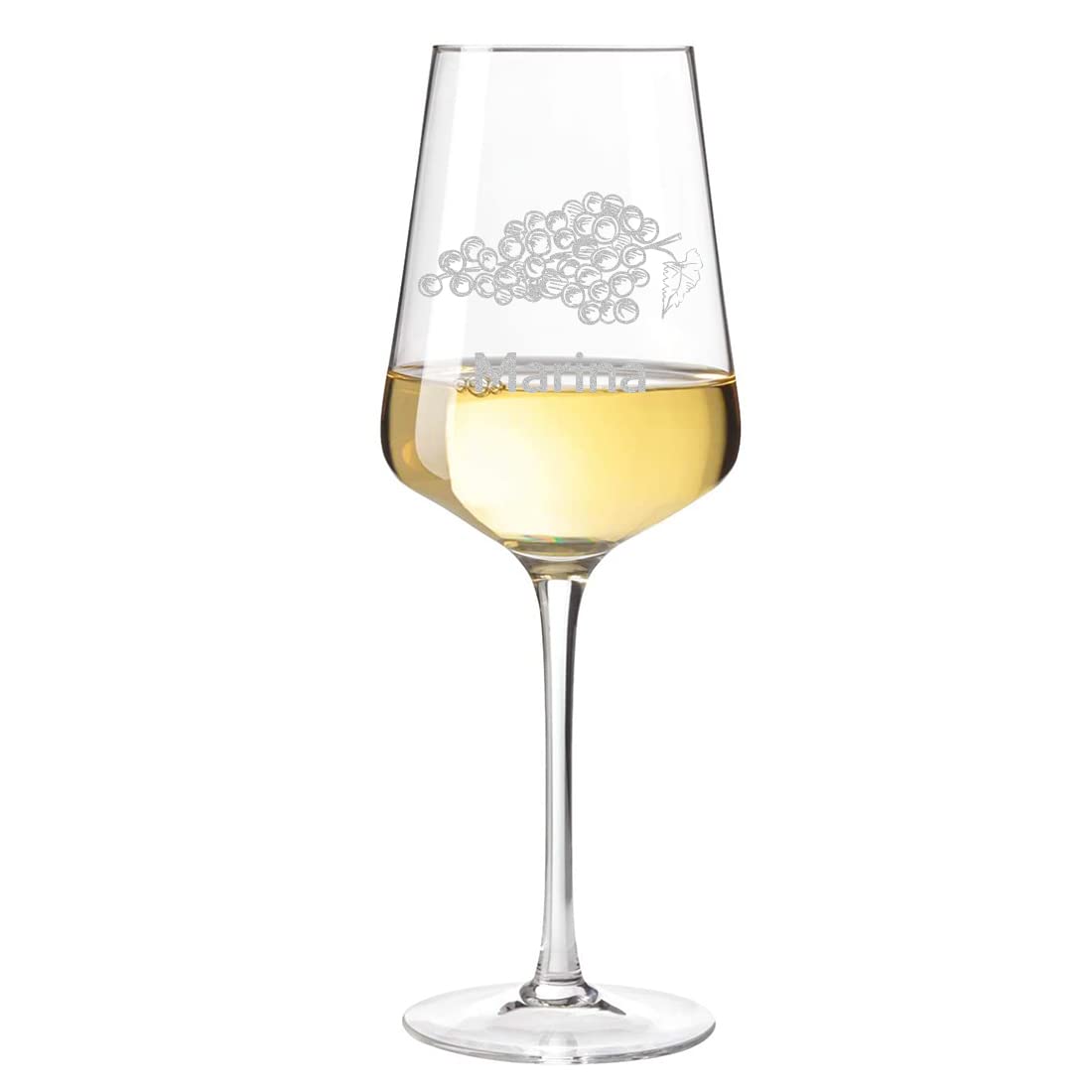 4-tlg Wein Geschenkset mit Gravur - Motiv Trauben - personalisiert - Inhalt 2x Weingläser 560 ml, 1x Holzkiste, 1x Rotweinflasche 700 ml - Weißwein - DIY - Frauen, Männer - wine, glass, gift